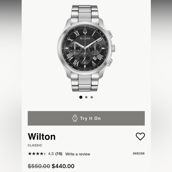 Bulova Men’s Classic Wilton 6-Hand Chronograph Quartz (BRAND NEW - Never Worn) - Picture 2 of 6